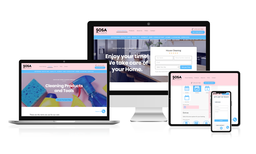 Sosa House Cleaning Website in multiple screens