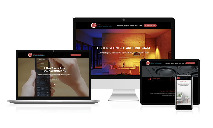 Crisp Audio and Video Inc Website in multiple screens