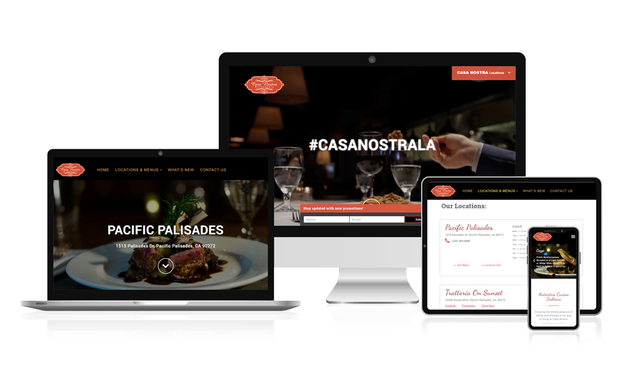 Casa Nostra Website in multiple screens